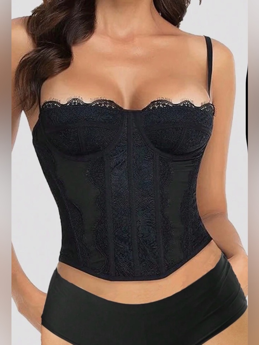 NWT SHEIN BAE Bustier Corset Top | Black Lace Underwire SZ 2XL